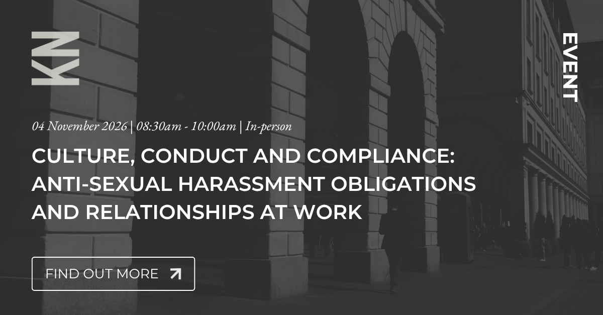 Culture, conduct and compliance: Anti-sexual harassment obligations and relationships at work